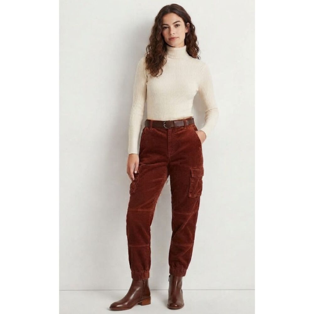Altar'd State Corduroy Cargo Jogger Pants Dark Rust Women's Size 27